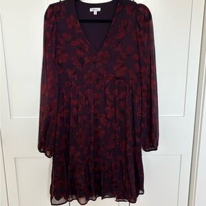 Reitmans Women’s Size Small Burgundy Floral Long Sleeve Dress